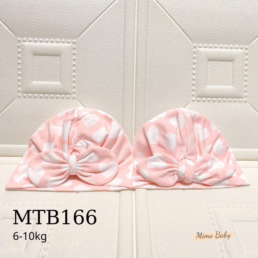 Mũ nón turban vải cotton co dãn màu hồng trái tim dễ thương cho bé gái MTB166 Mimo Baby