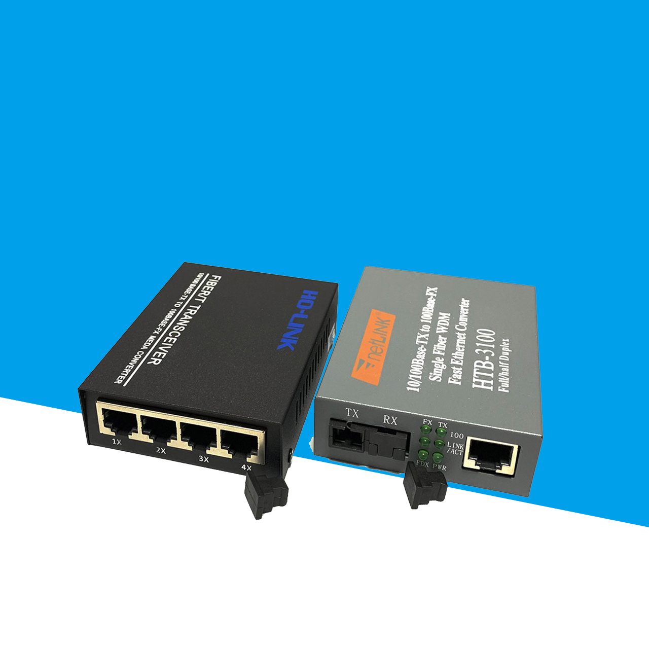 Bộ chuyển đổi quang điện Netlink 1 ra 4 Cổng LAN HTB-3100/HL-SF1004D - Hàng Nhập Khẩu