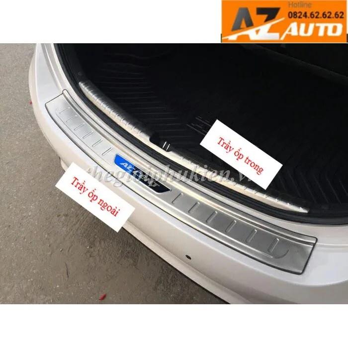 Ốp chống trầy cốp Trong, Ngoài HYUDAI ACCENT 2018-2023 thép không gỉ vân titan bảo vệ xe chống va đập