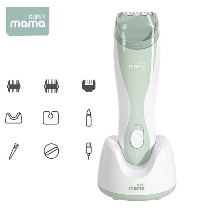 Tông đơ cắt tóc cho bé cao cấp thương hiệu Super Mama - Lưỡi cắt được làm từ gốm Ceramic - HÀNG NHẬP KHẨU