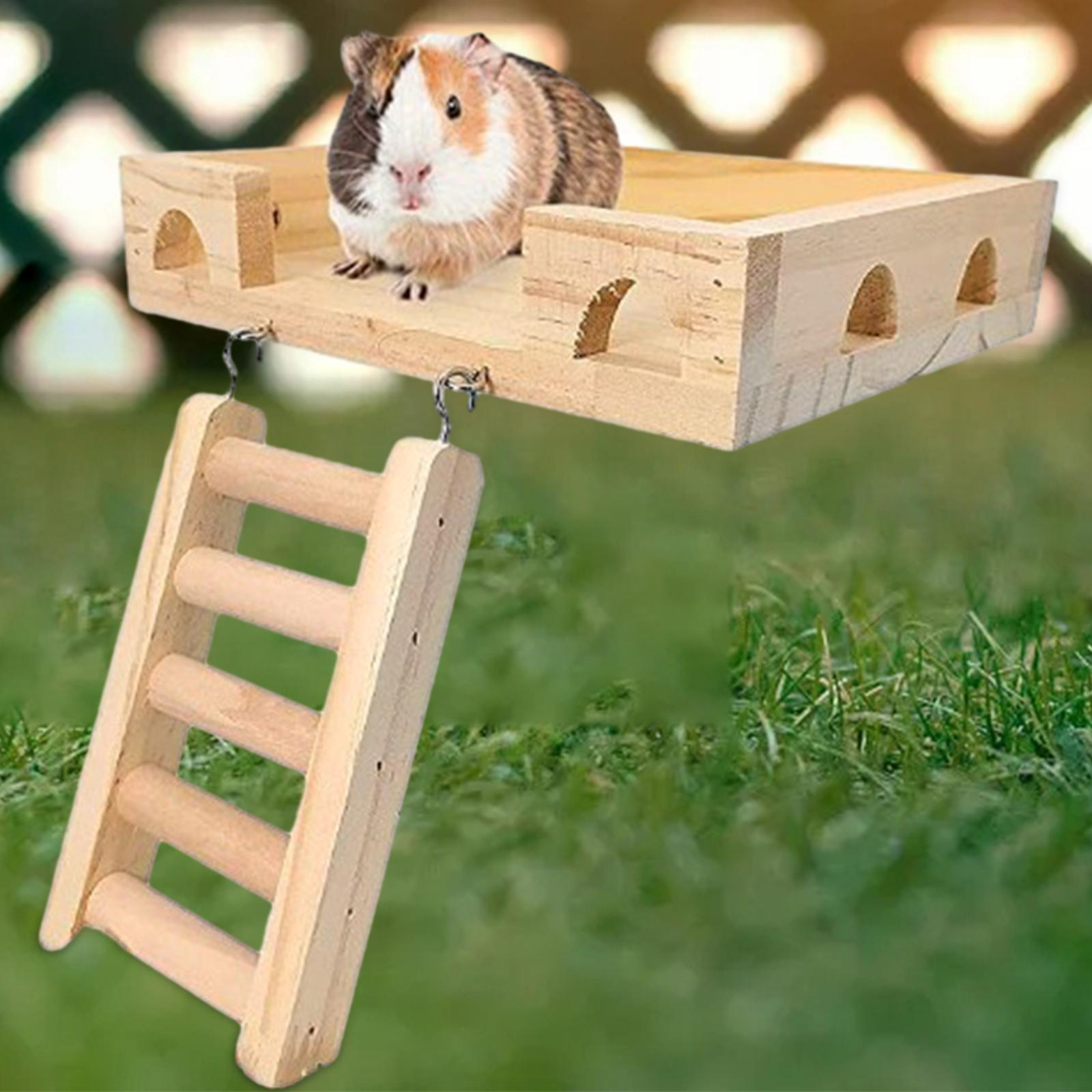 Hamster Wooden Ladder Toy Wooden Ladder Toy Durable Standing for Parakeets Cockatiels Pet Bird Parrot Playground Hamster Stand Platform Toys