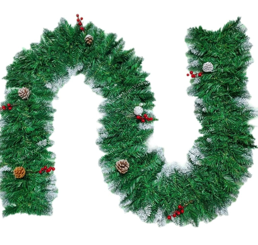 Dây Lá Thông Viền Phun Tuyết 2.7m B16 Trang Trí Giáng Sinh Noel
