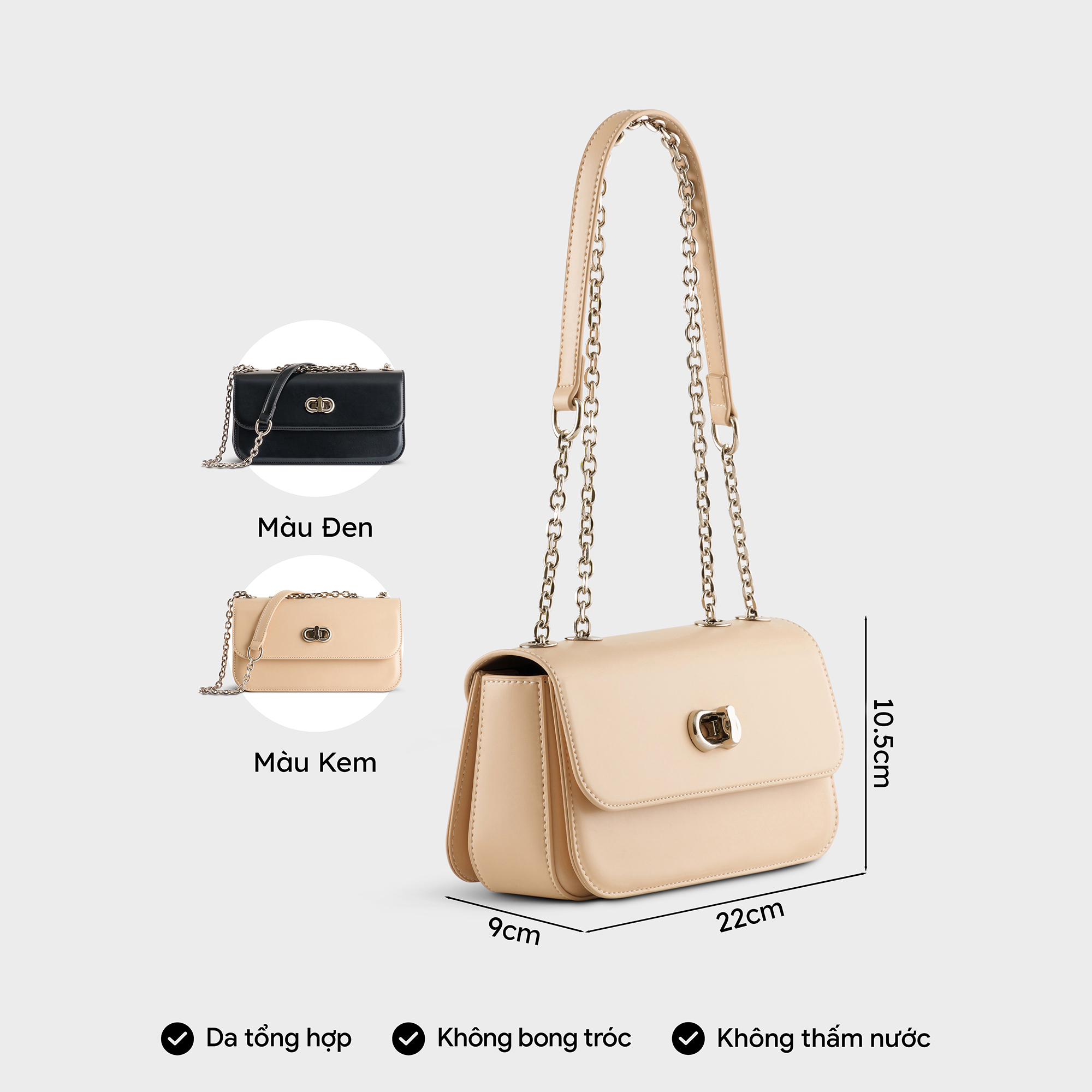 Túi Yuumy ( Thời trang nữ phối khóa xoay size 22 - Túi đeo chéo da Smooth YN254 )