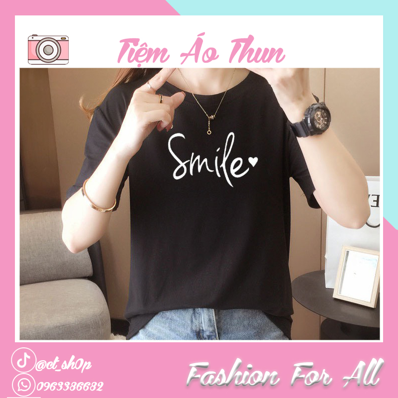 Áo Thun Cổ Tròn In Chữ Smile Phong Cách Hàn Quốc Dành Cho Nữ 2023