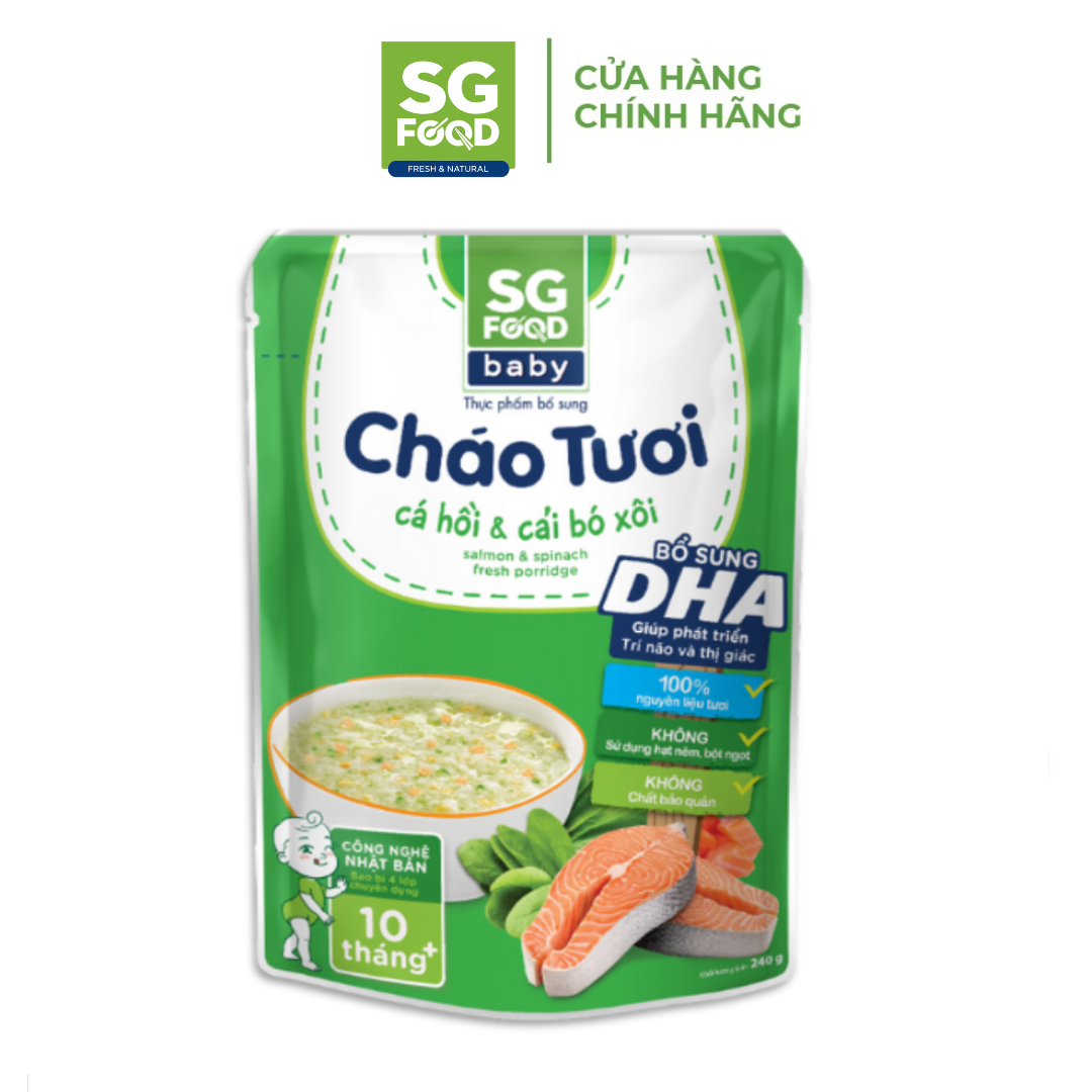 Lốc 61 - Combo 6 Cháo Tươi Baby Sài Gòn Food 240G (Gà, Thịt Bằm, Bò, Tôm, Lươn, Cá Hồi)