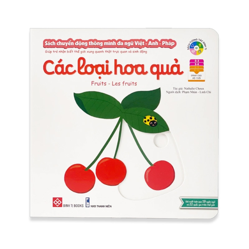 Sách Chuyển Động Thông Minh Đa Ngữ Việt - Anh - Pháp Các Loại Hoa Quả