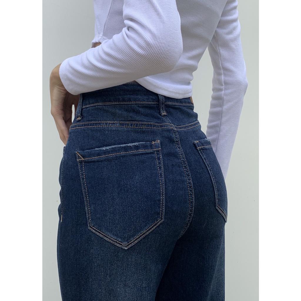 Quần Jeans Nữ Ống rộng  WWID003D ALE JEANS - Xanh đậm thả lai