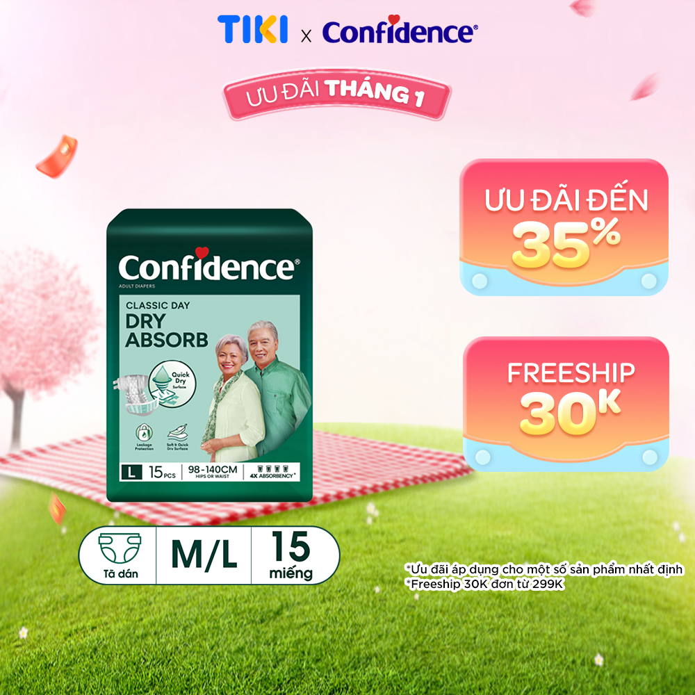 Tã dán người lớn CONFIDENCE CLASSIC DAY gói 15 miếng