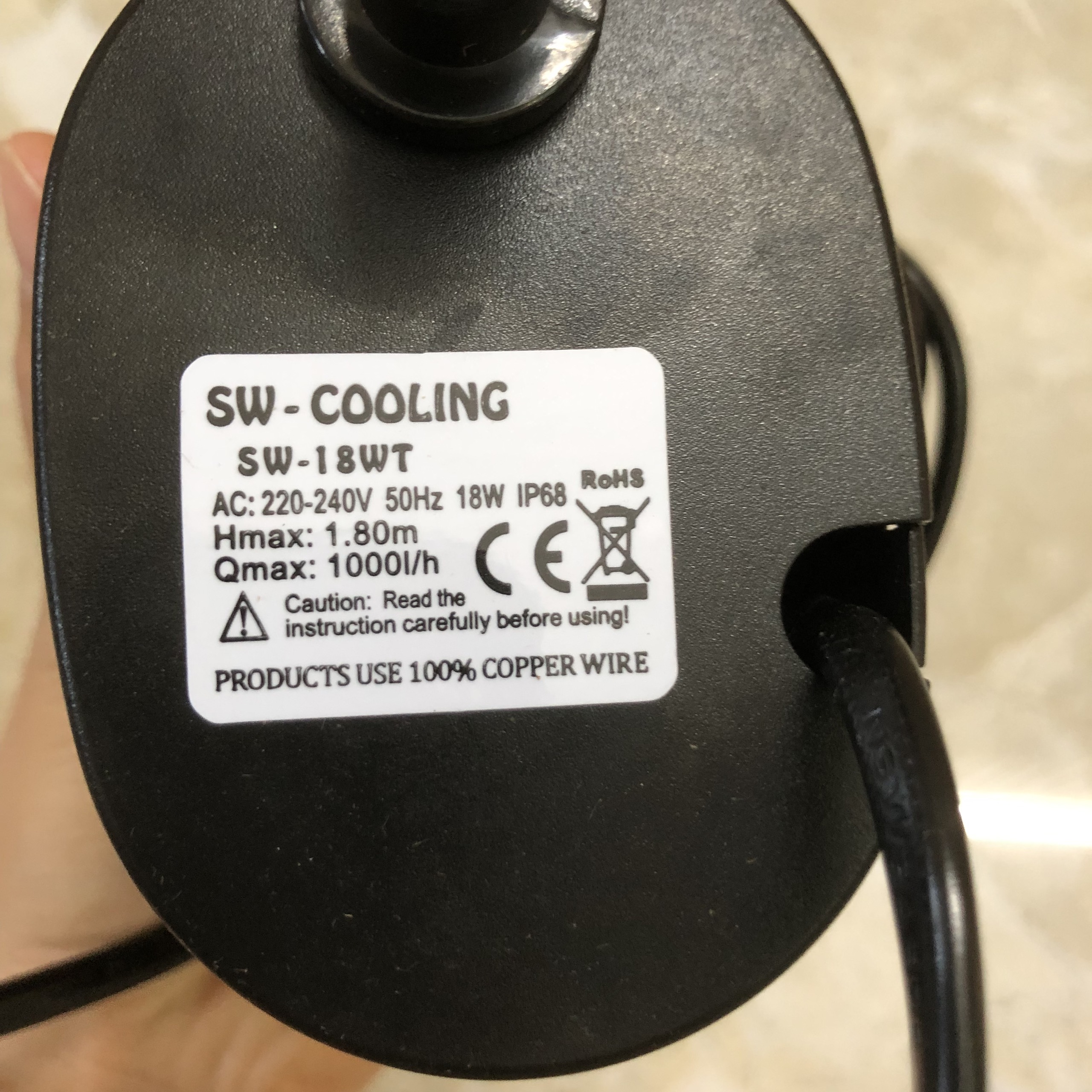 Bơm chìm mini 220V Model DYH-18w loại hút ngang cho bể cá, quạt hơi nước