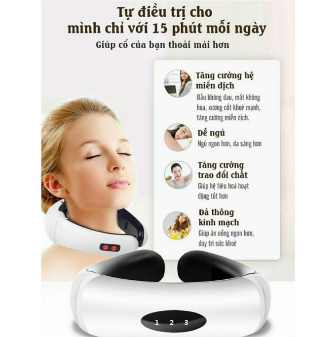 Máy mát xa cổ vai gáy - Massage xung điện từ trường cân bằng âm dương - Tặng Pin