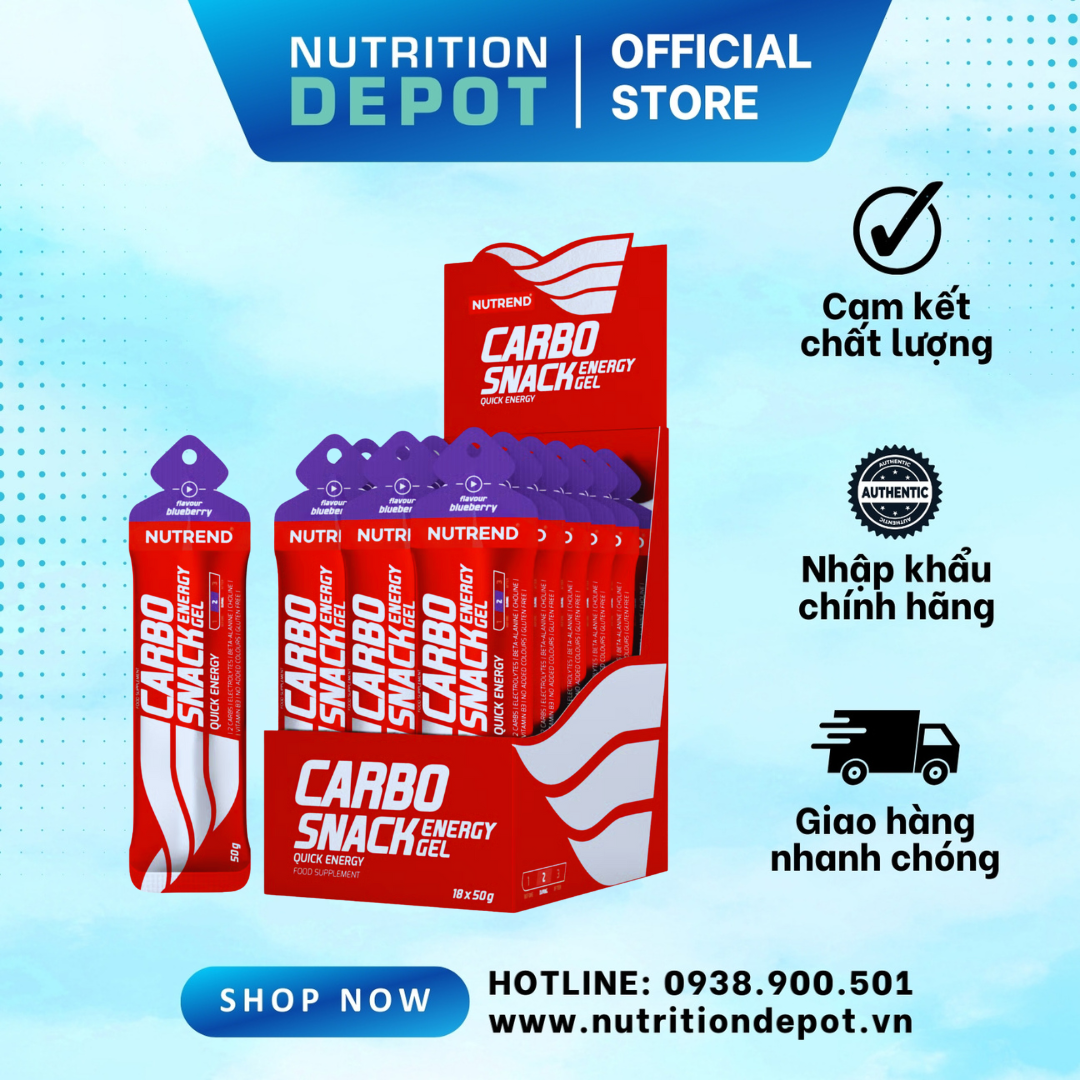 Gel nạp năng lượng tức thì Nutrend Carbosnack Fast Energy Gel (18 gói x 50g) - Nutrition Depot VN