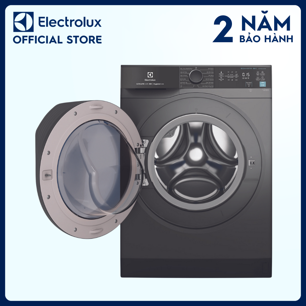 [Free Giao lắp] Máy giặt cửa ngang Electrolux 10kg UltimateCare 300 EWF1024M3SB - Xám đen Onyx diệt 99.9% vi khuẩn, giảm dị ứng, Tiết kiệm điện [Hàng chính hãng]