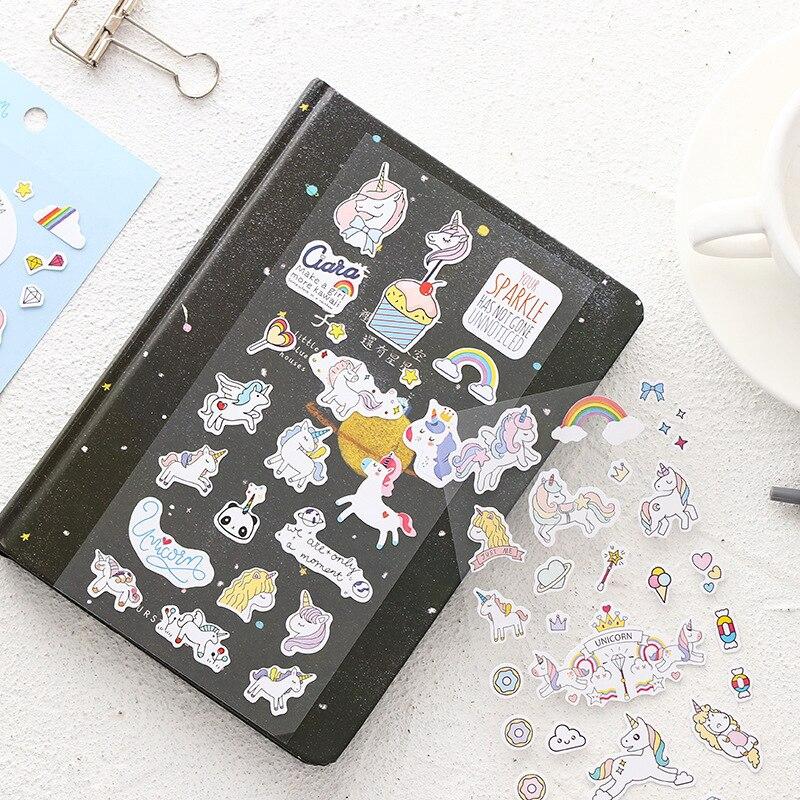 Tờ Nhãn dán Sticker trang trí sổ nhật kí họa tiết kì lân unicorn đáng yêu ST164