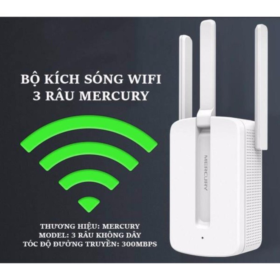 Hình ảnh Bộ thiết bị kích sóng wifi 3 râu MERCURY - Hàng Nhập Khẩu