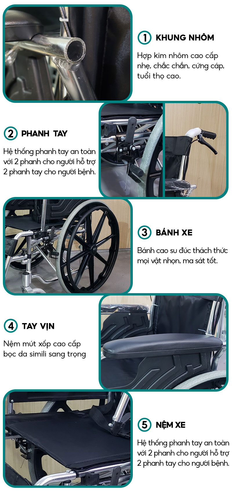Xe lăn nâng tay gấp gọn NIKITA có thể để cốp ô tô - Bản mới 2024