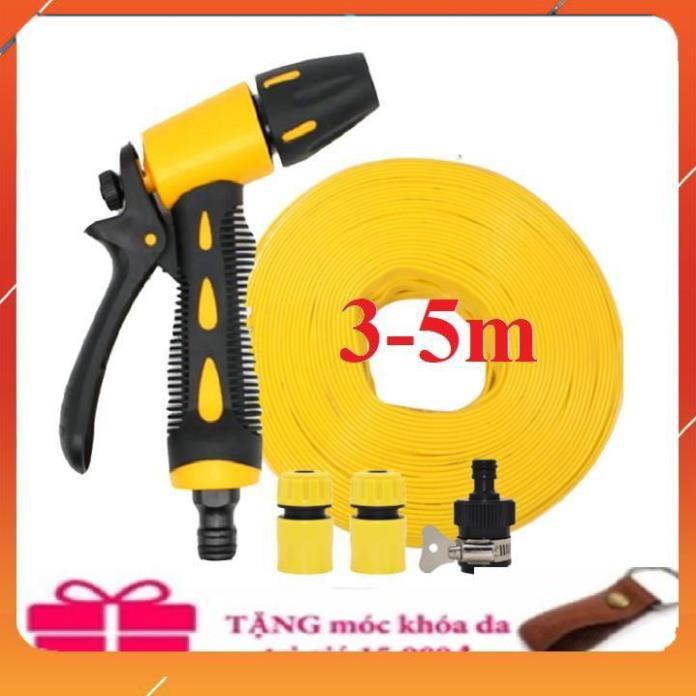 ️Evoucher Bộ dây vòi xịt nước rửa xe,tưới cây , tăng áp 3 lần,loại 3m,5m 206319 cút sập,cút nối nhựa đen+ móc khoá