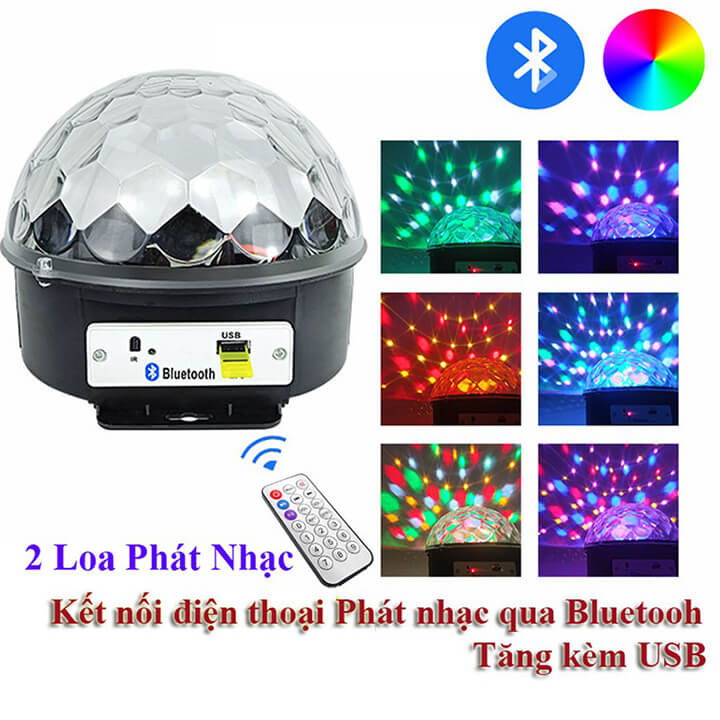 Đèn Led Xoay 360 Độ Trang Trí 7 Màu Cảm Ứng Theo Nhạc Vũ Trường, Sân Khấu Dành cho Dân Bay - Tặng USB và Điều Khiển Từ Xa