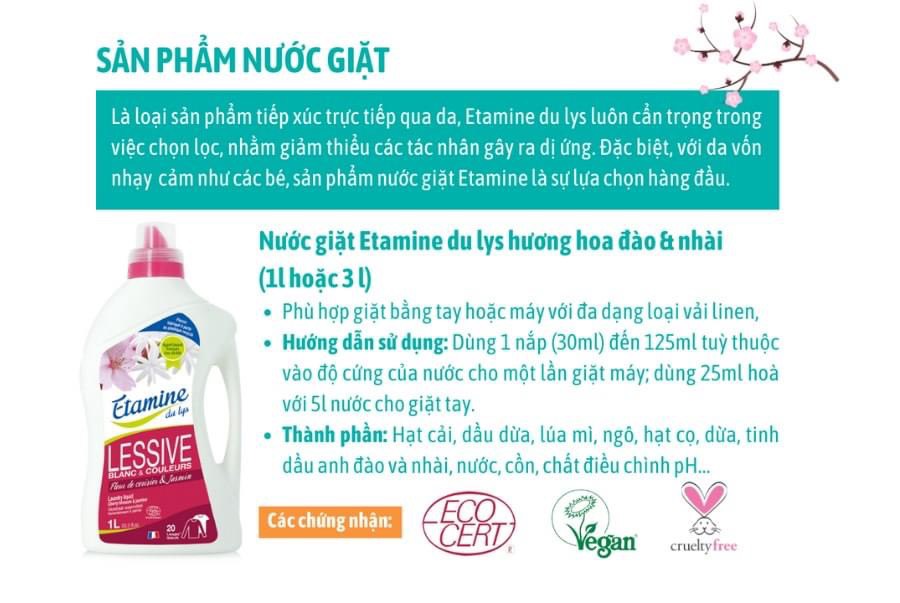 Nước giặt quần áo hương hoa Đào - hoa Nhài (Etamine)