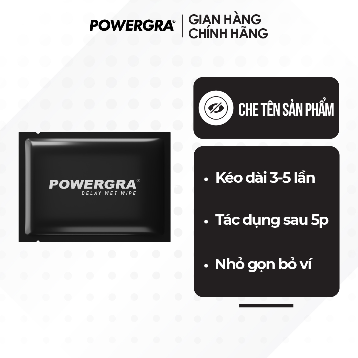 Khăn lau mini đa năng hỗ trợ nam giới Powergra Wet Wipes - 1 cái