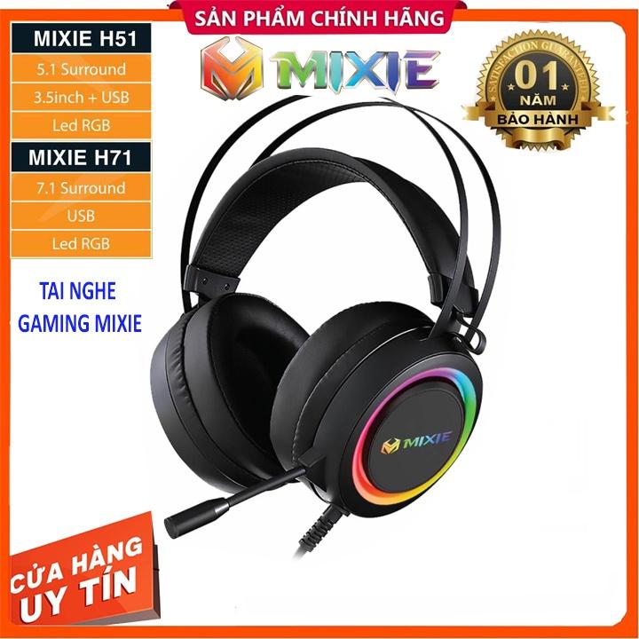 Tai Nghe Gaming MIXIE H51/H71- Âm Thanh 5.1/7.1 -Có Đèn Led RBG, Kết Nối USB+Mic- Bảo Hành 12 Tháng