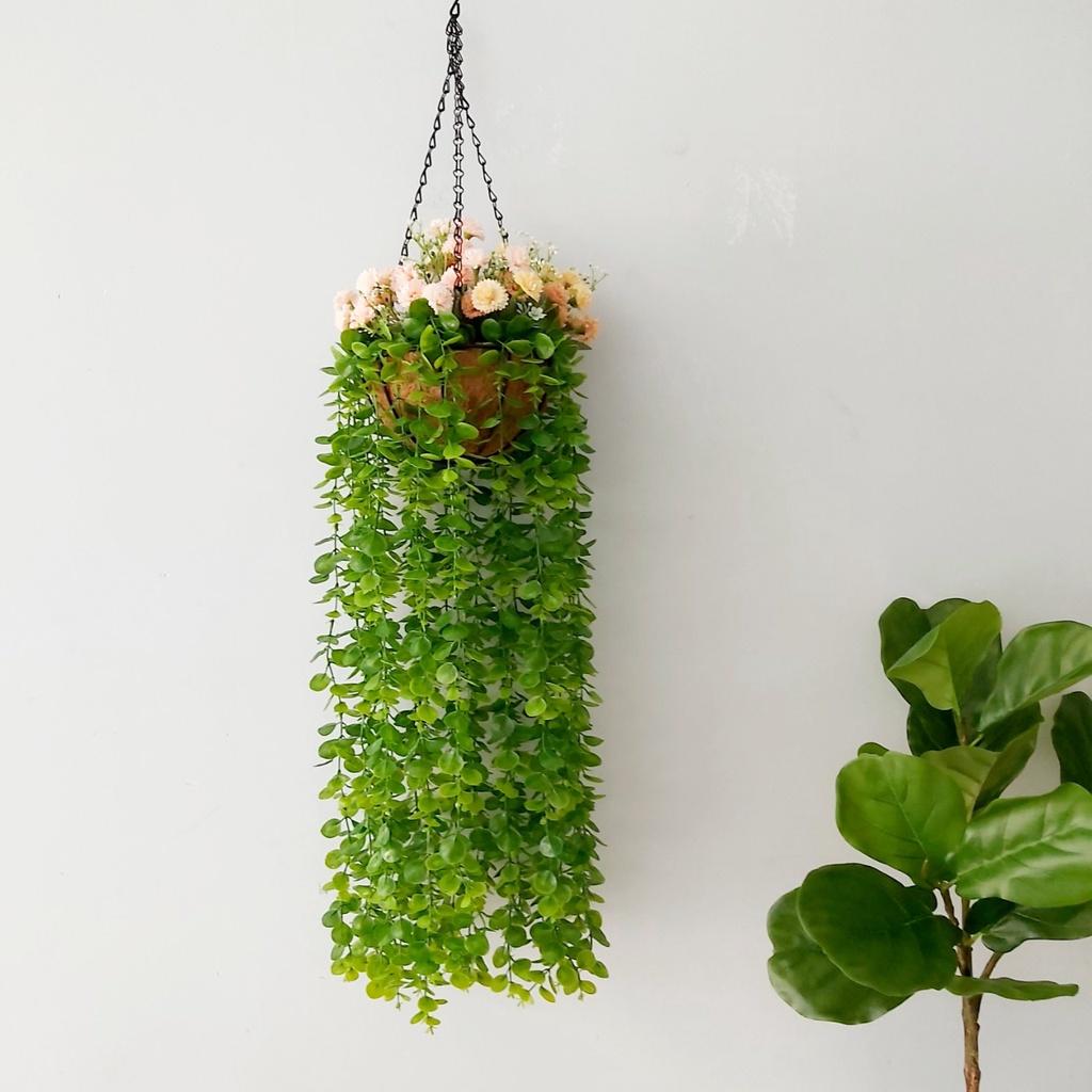 Giỏ lá thường xuân giả loại cao cấp treo tường trang trí tiểu cảnh, ban công xanh mát Flowermini GL-01