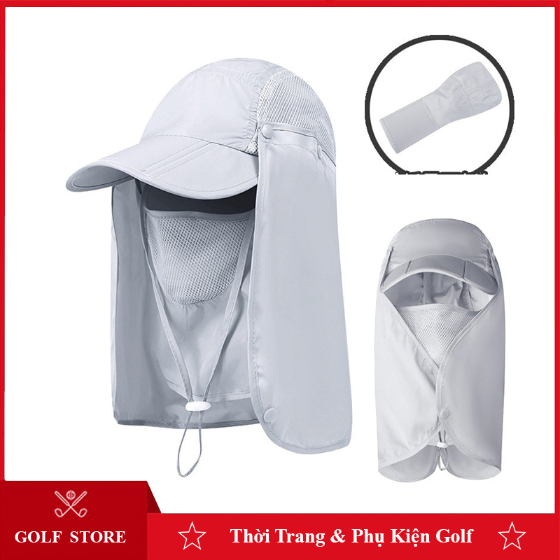 Mũ chống nắng golf nam nữ kèm khẩu trang thoáng khí thấm hút mồ hôi tốt MN002