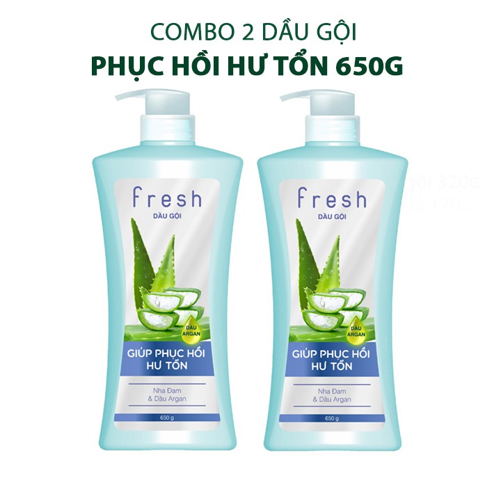 Combo 2 Dầu gội Fresh giúp phục hồi hư tổn 650g