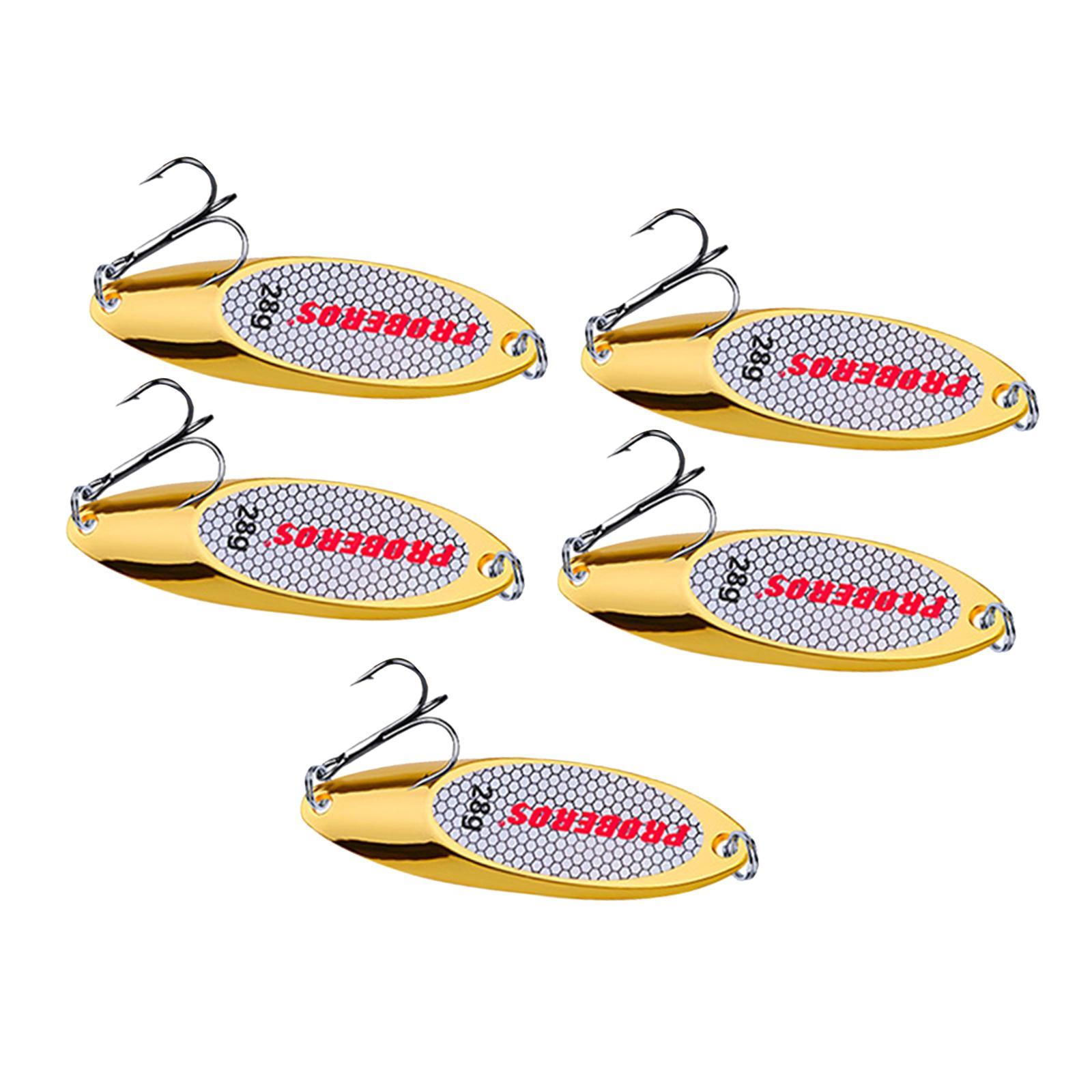 5 Pieces Fishing Spoons Lures Jigging Baits Hard with  Hooks Metal Casting Spoons Bass Baits and Lures for Trout Pike Fishing Equipment