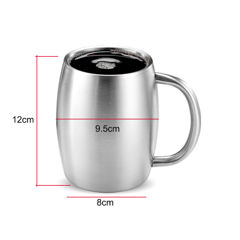 Cốc ly dùng uống café, trà bằng inox 304 loại 2 lớp chống nóng, có nắp nhựa, dung tích 400ml