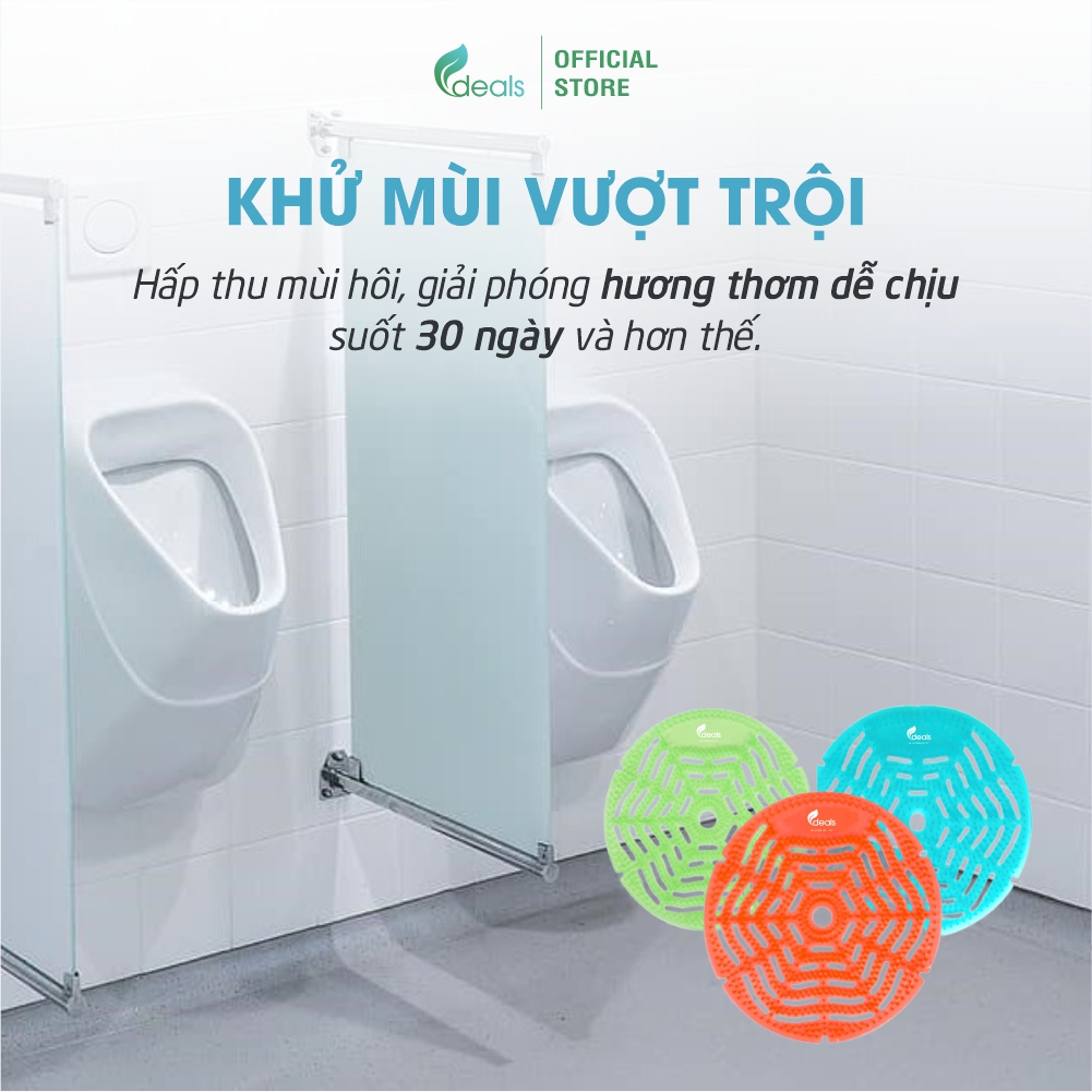 Combo 10 Tấm Lót Khử Mùi Bồn Tiểu & Lỗ Sàn ECODEALS P1 Fresher - Khử mùi gấp 3 sáp thơm - Mùi ngẫu nhiên