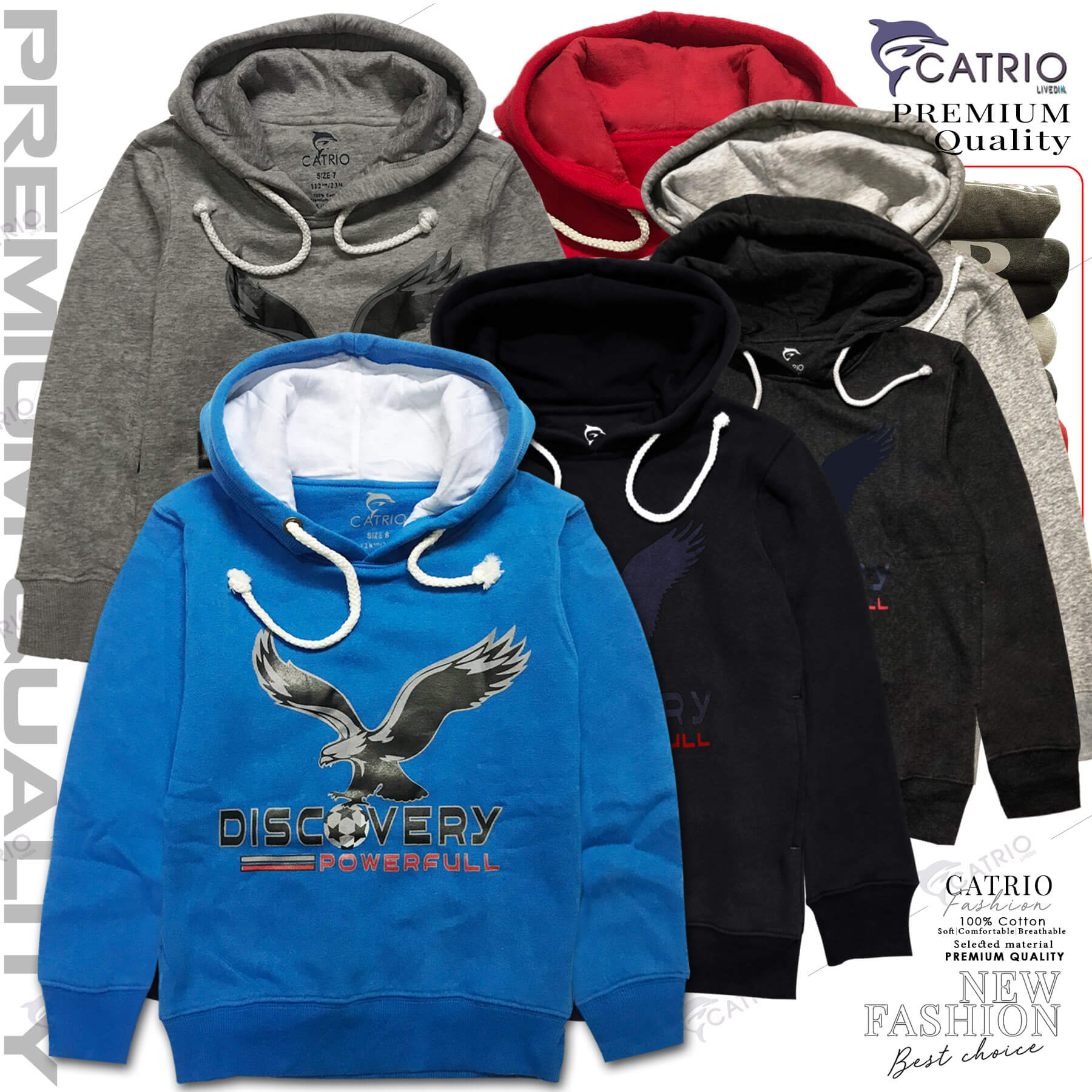 ÁO HOODIES TRẺ EM CATRIO in ĐẠI BÀNG DISCOVERY là áo thun dài tay có mũ có túi thời trang, vải 100% cotton dày ấm mùa thu đông phù hợp với trẻ em bé trai, bé gái 6 tuổi 32kg-16 tuổi 55kg kết hợp quần dài cotton CATRIO thành bộ đồ đẹp MÀU NAVY