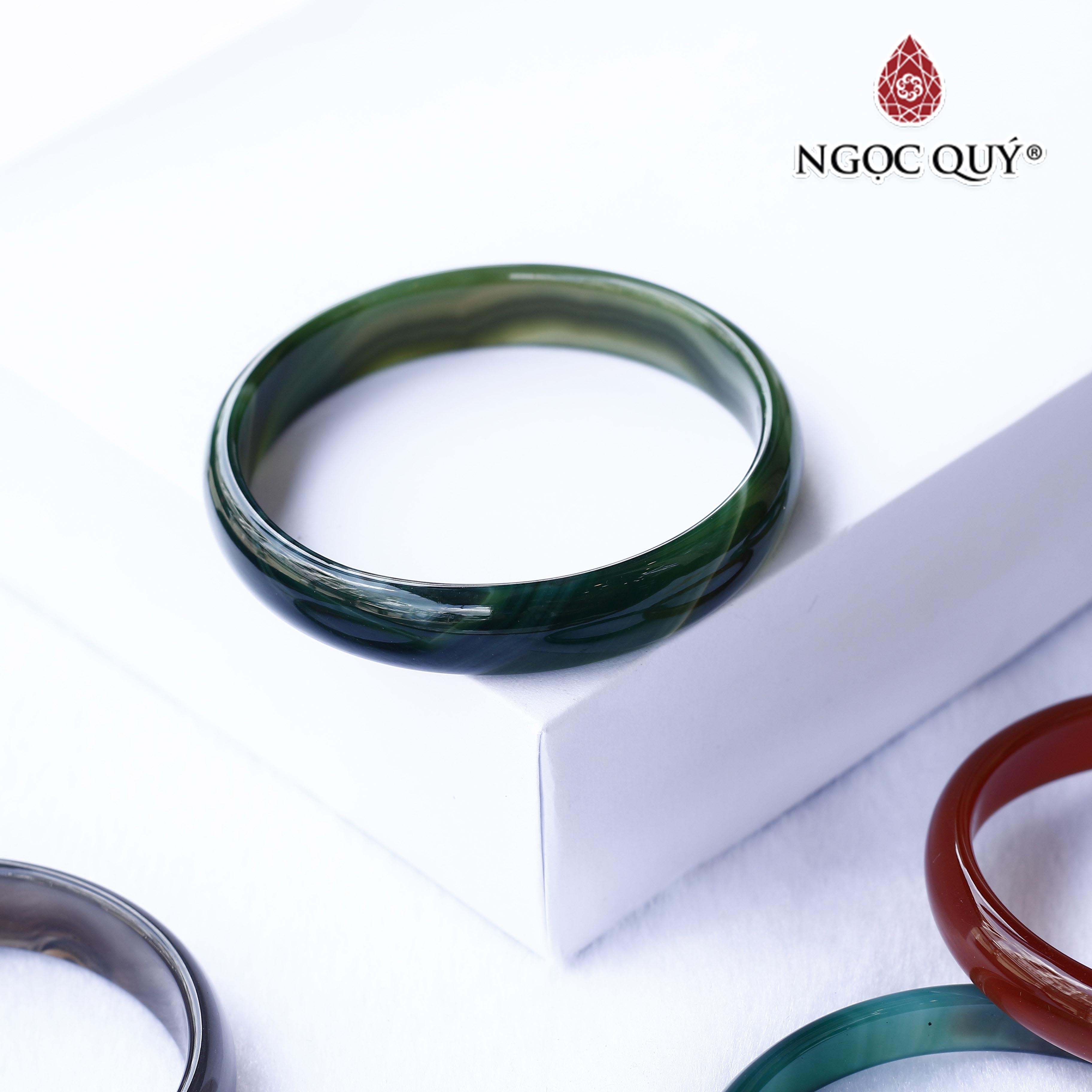 Vòng đá mã não xanh trắng bản mỏng Ni56 - Ngọc Quý Gemstones