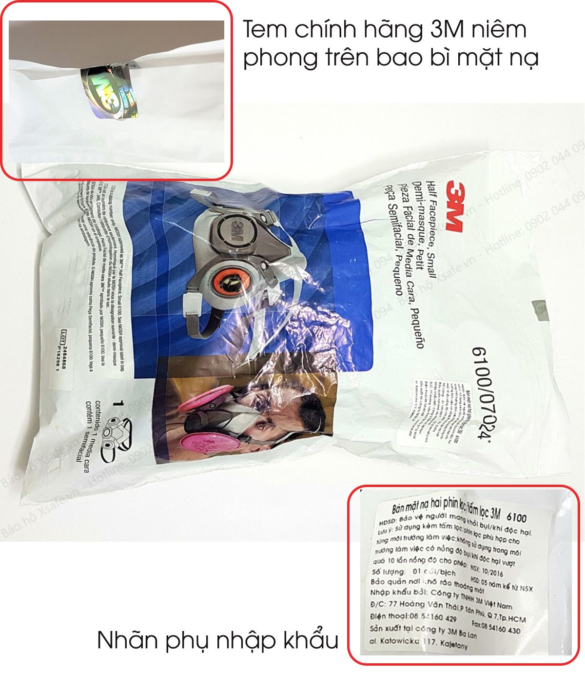 Bộ mặt nạ phòng độc 3M 6200 7 món - Mặt nạ chống độc chống bụi - Mặt nạ phun sơn phun thuốc hóa học