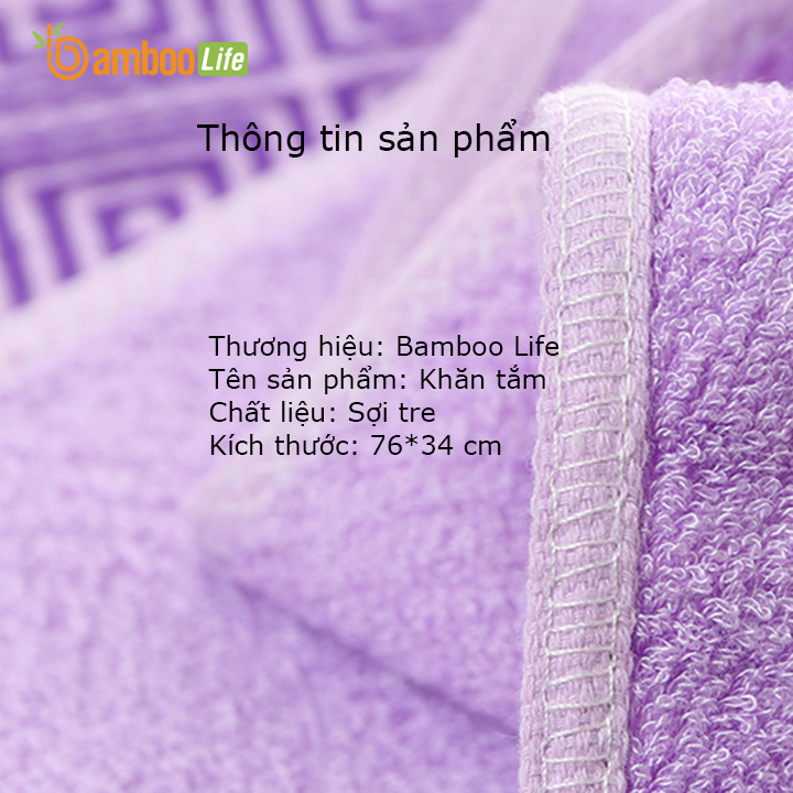 Khăn tắm sợi tre Bamboo Life hàng chính hãng Khăn lau người mềm mại kháng khuẩn siêu thấm hút an toàn cho da ngay cả với trẻ sơ sinh BL046