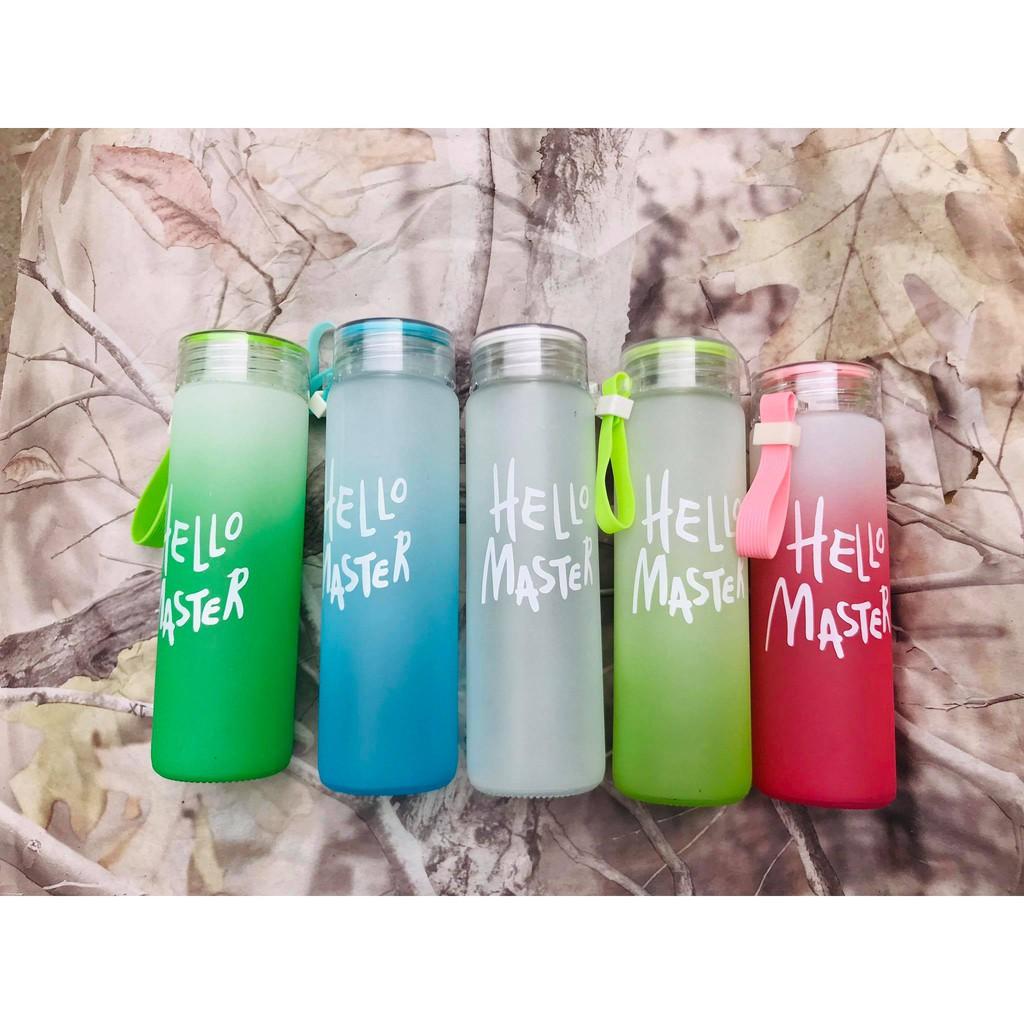 Chai đựng nước thủy tinh hello masterr 480ml cực đẹp cho nam và nữ