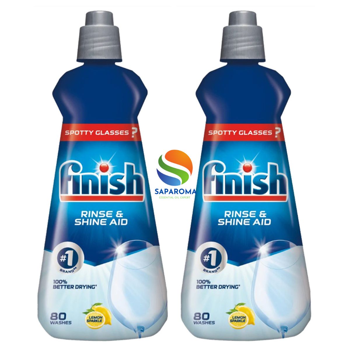 Combo 2 chai nước làm bóng và khô bát, đĩa Finish Dishwasher Rinse & Shine Aid Lemon 400ml - hương chanh