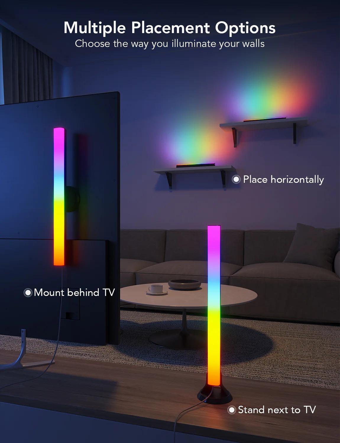 Đèn LED thanh Govee RGBIC TV Light Bars for 55-75 inch TVs H6046 | Thanh đèn LED trang trí TV thông minh, linh hoạt
