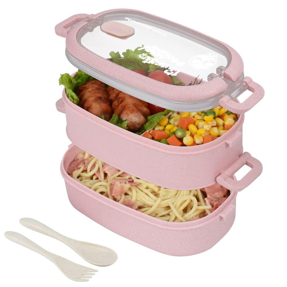 Hai lớp hộp ăn trưa, có vỏ bọc, hộp đựng đồ ăn kín. Hộp ăn trưa lý tưởng cho picnic và làm việc. Chuyển tới lò vi sóng và máy rửa