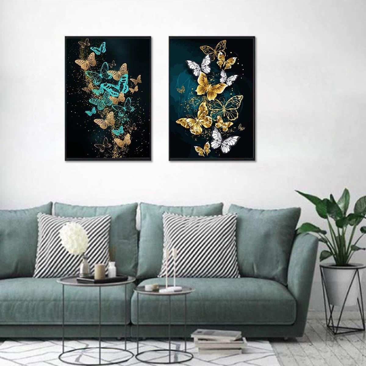 DIY 5D Diamond Paint, 2 mảnh Cross Stitch Kit thêu bộ dụng cụ vẽ kim cương cho phòng ngủ Sticker Wall Sticker, Butterfly