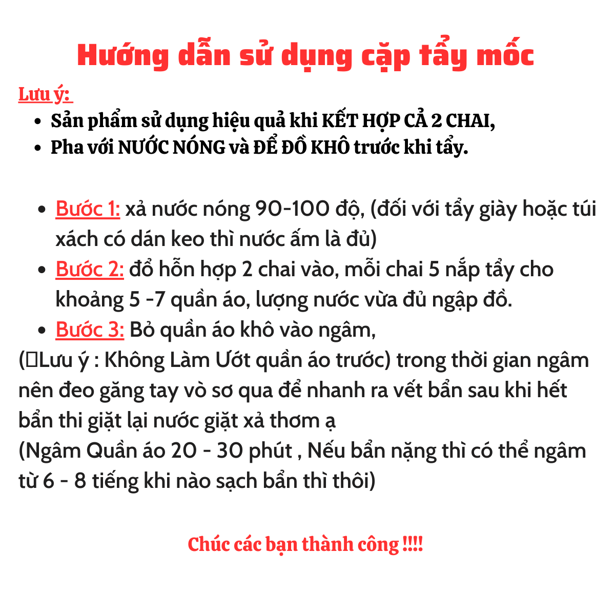 Tẩy Mốc Siêu Sạch Tẩy Mốc Quần Áo Màu Áo Trắng Không Phai Màu Không Mùi Hôi Tẩy Sạch Vết Thâm Kim Ố Vàng - Hàng Loại 1