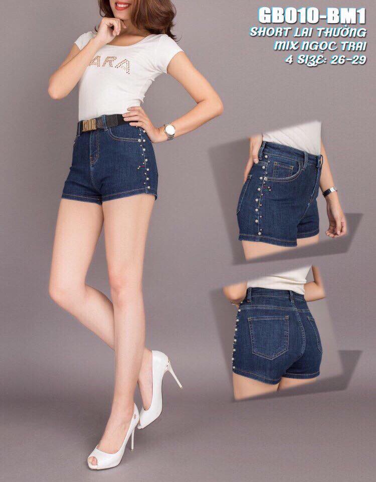 Quần Shorts Jeans Nữ Kết Hẹt Co giãn