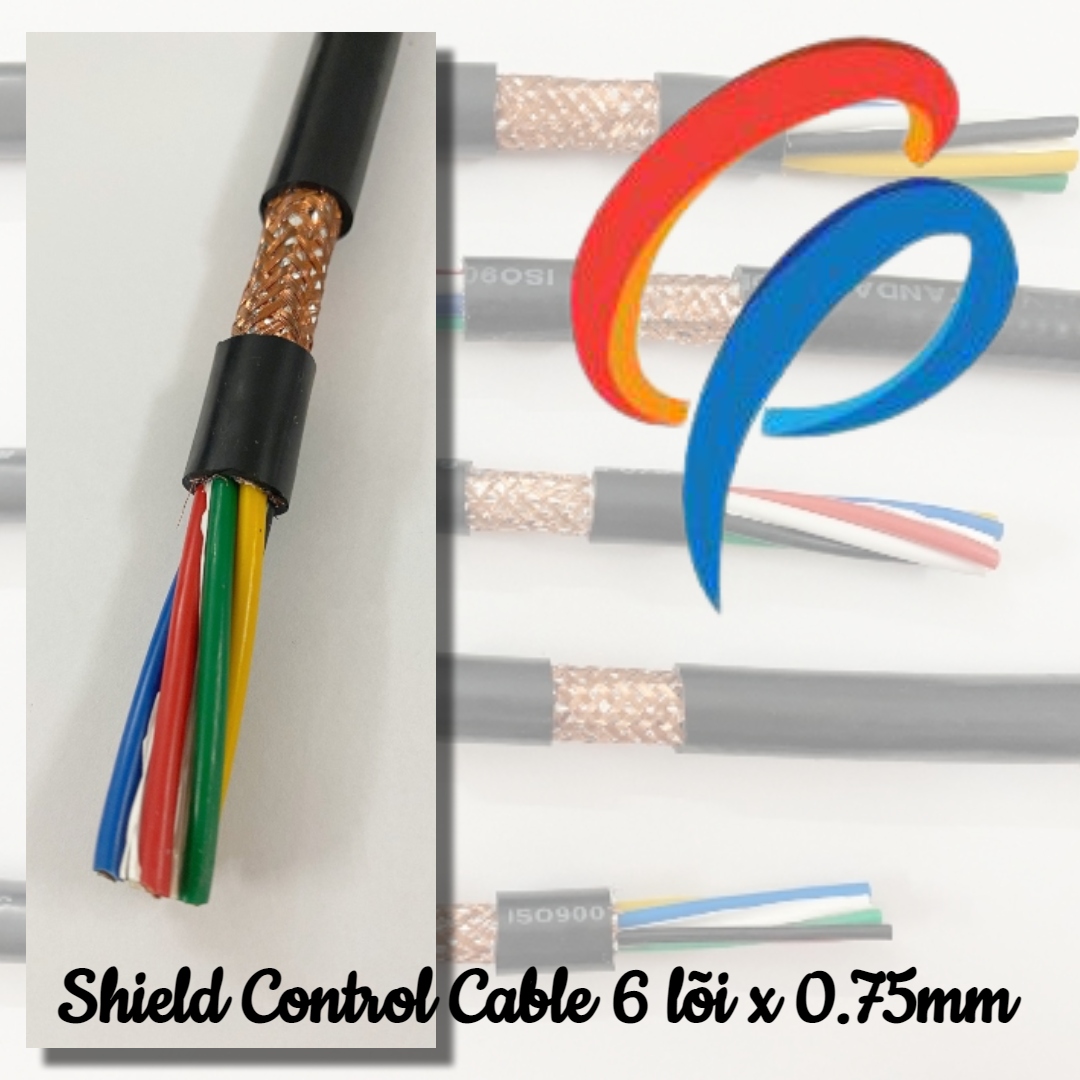 Cáp điều khiển 6 lõi x 0.75mm có lưới chống nhiễu điện áp 500 volt vỏ bọc pvc