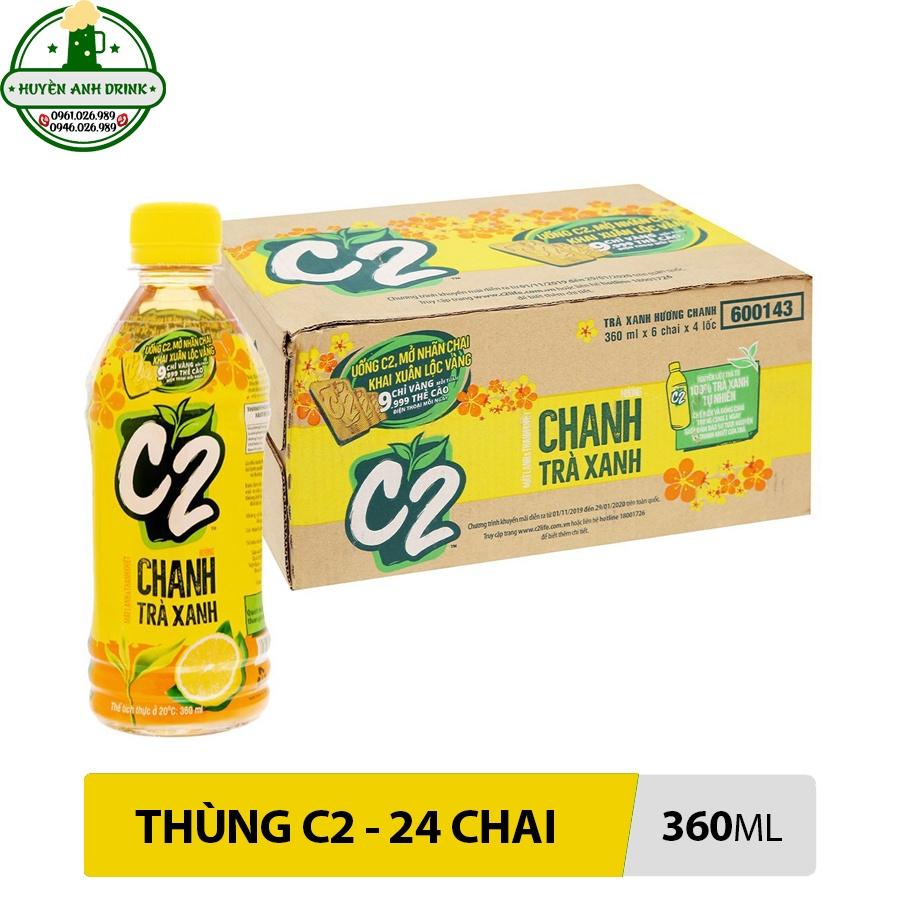 Thùng Trà Xanh C2 360ml - Thùng 24 Chai - Hương Chanh và Táo