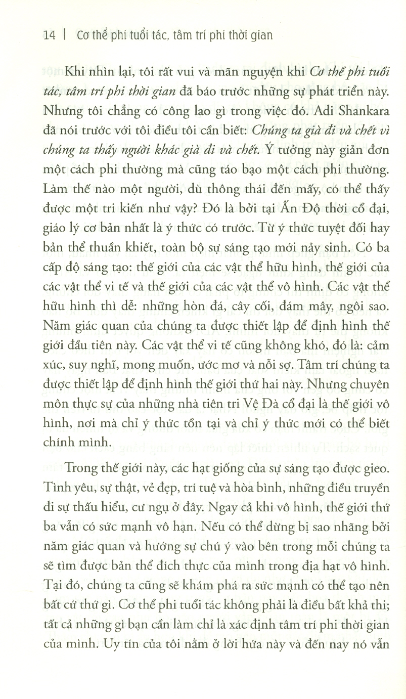 CƠ THỂ PHI TUỔI TÁC, TÂM TRÍ PHI THỜI GIAN – Deepak Chopra – Kiều Anh Tú dịch -  Thái Hà -NXB Thế giới