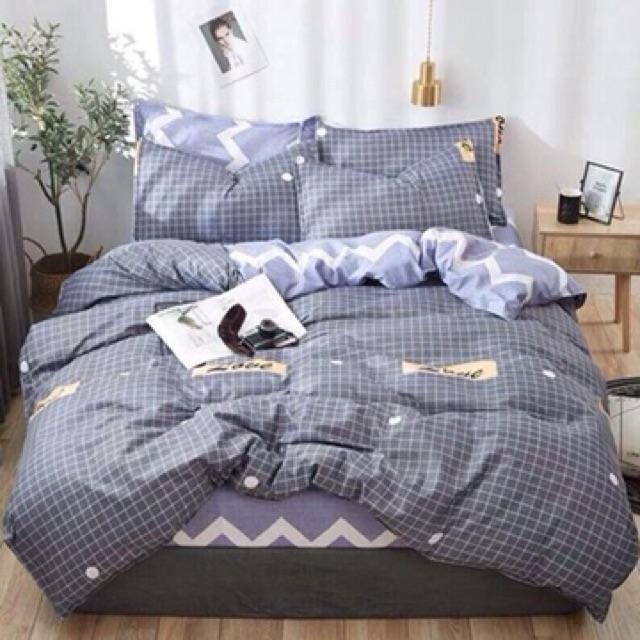 Set Cotton Poly Nhập khẩu 4 Món Xám Chữ