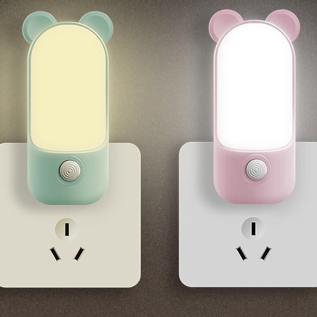 Đèn ngủ cắm tường Kliya hình chuột 2 chế độ sáng dễ thương Đèn trang trí đầy màu sắc Tiết kiệm điện năng