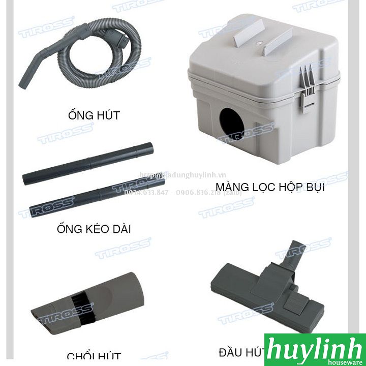 Máy Hút Bụi Gia Đình Tiross TS9304 (1200-1600 W) - Hàng Chính Hãng