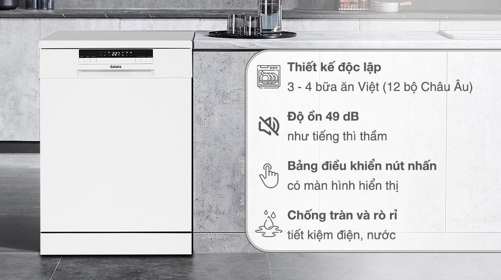 Máy rửa chén độc lập Galanz GR12462T - Hàng Chính Hãng - Chỉ Giao Hà Nội