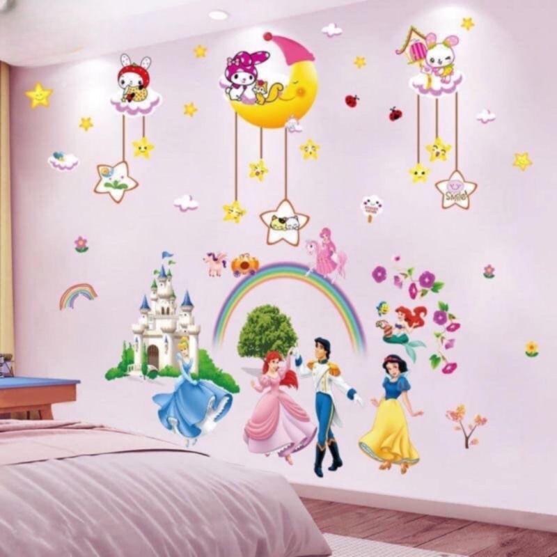 Decal dán tường trăng sao và hoàng tử công chúa