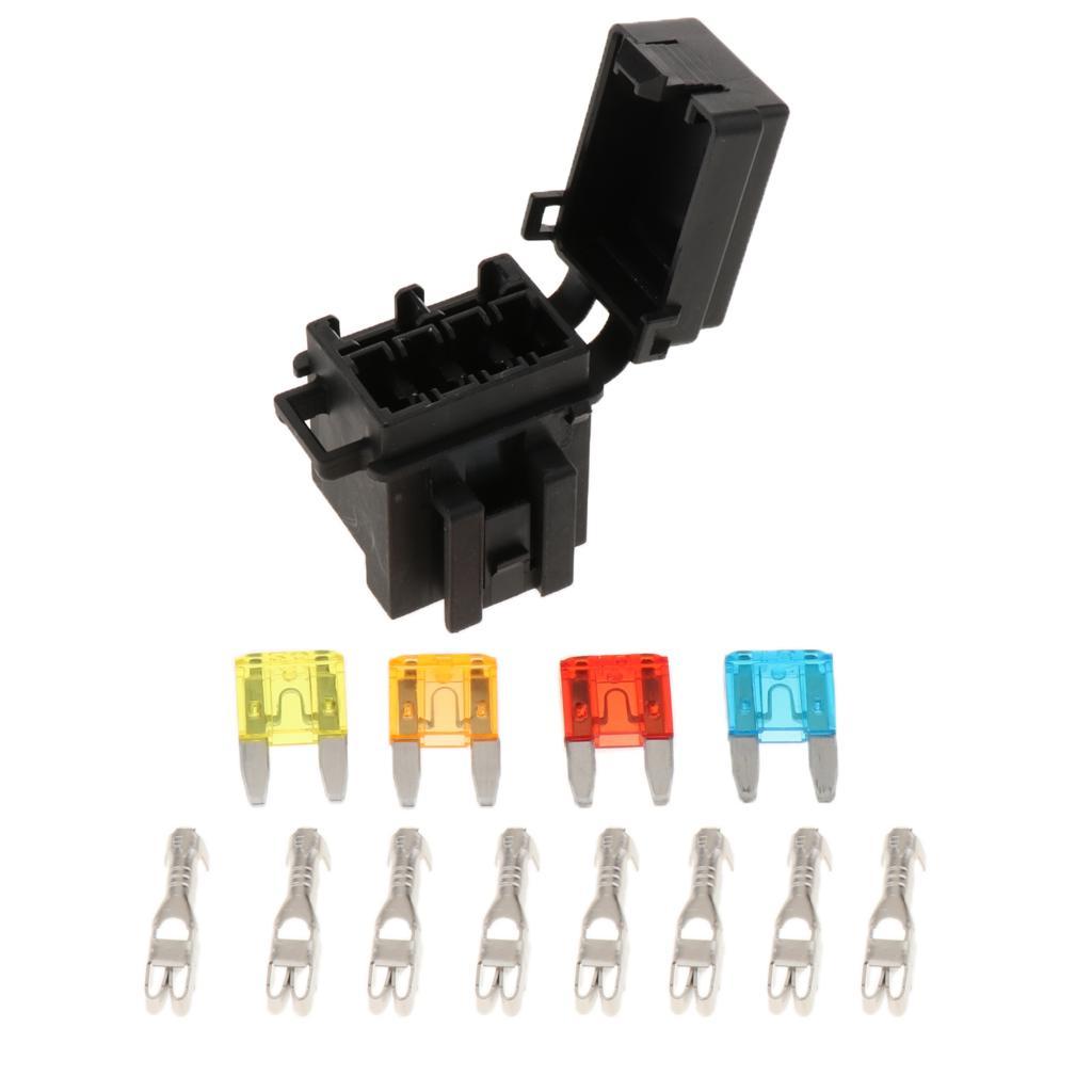 Automotive Marine RV Boat Fuse Relay Holder 4-Slot Relay Box 1 Relay 4 Fuses